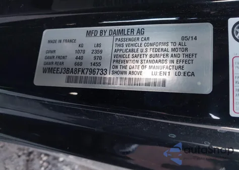 2015 Smart Fortwo Passion z USA, uszkodzony, nr VIN WMEEJ3BA8FK796733